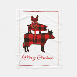 Buffalo Kariert Farm Animal Christmas Blanko Fleecedecke