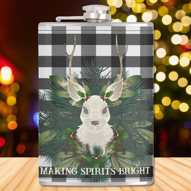 Buffalo Kariert Festivals Weihnachten Flachmann (Buffalo Plaid Festive Reindeer Christmas Flask)