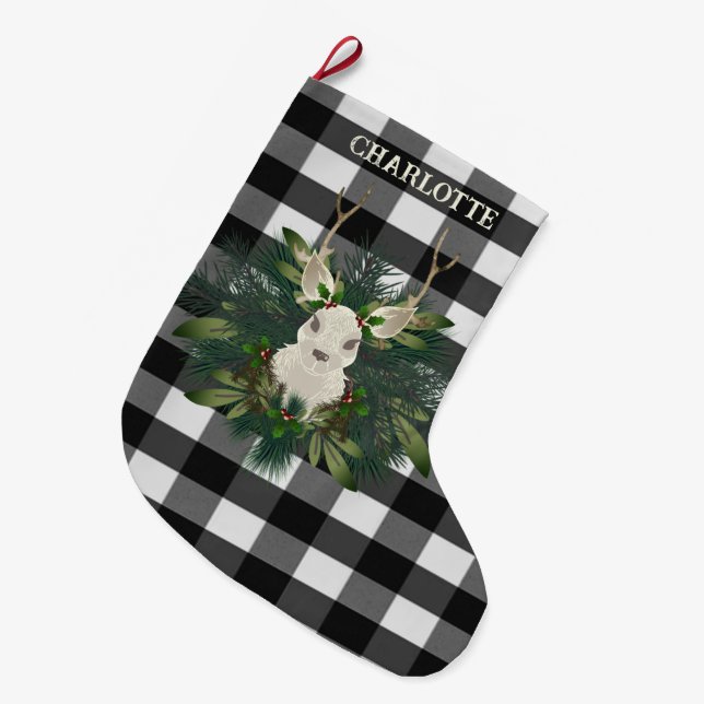 Buffalo Kariert Festivals Weihnachten Großer Weihnachtsstrumpf (Vorderansicht (hängend))