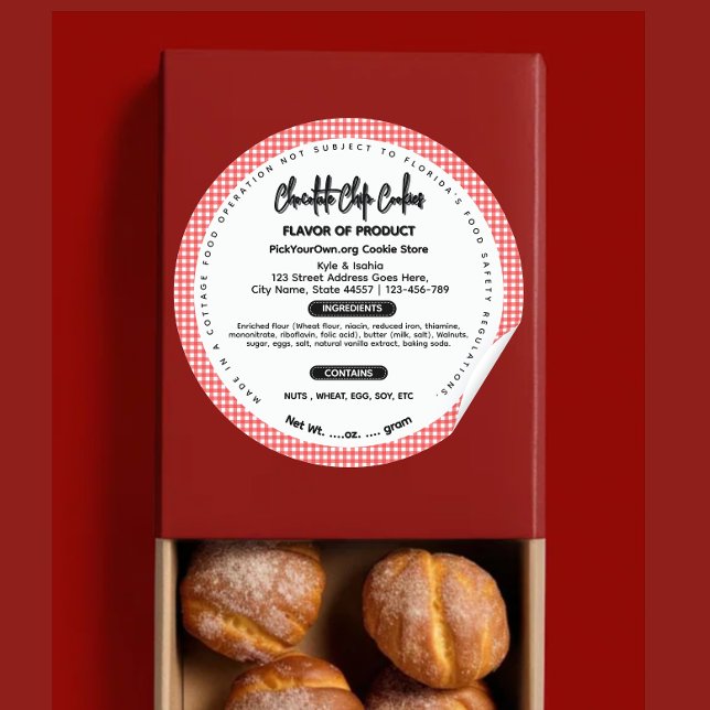 Buffalo kariert Florida Hütte Lebensmitteletikett Runder Aufkleber (Von Creator hochgeladen)