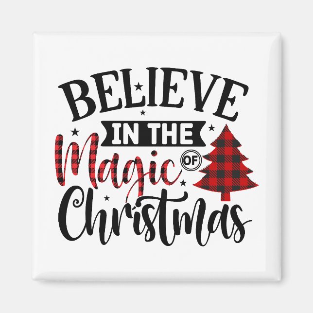 Buffalo Kariert Glaube an die Magie der Weihnachts Magnet (Vorne)