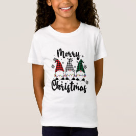 Buffalo Kariert Gnomes Black Frohe Weihnachtstext T-Shirt