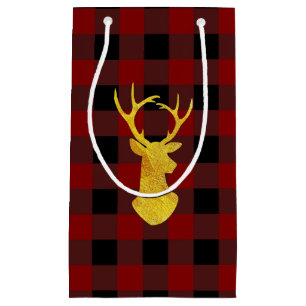 Buffalo Kariert Gold Foil Christmas Hirsch Kleine Geschenktüte
