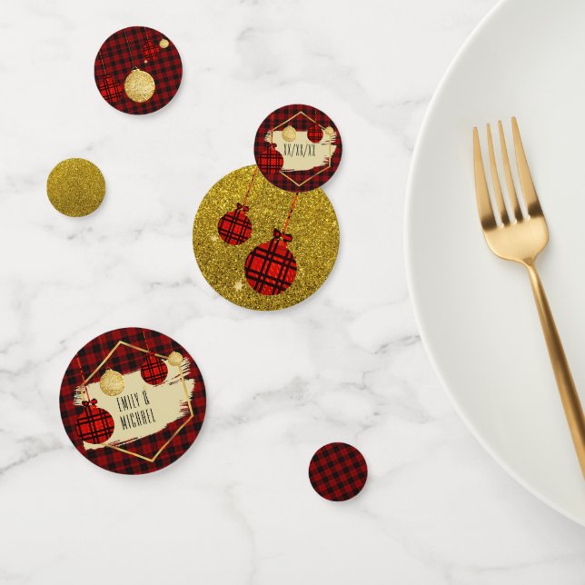 Buffalo Kariert Gold Personalisiert Weihnachten Konfetti (Gruppe)