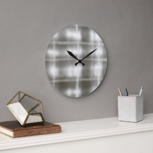 Buffalo kariert grau Tartan Aquarell rustikal Große Wanduhr