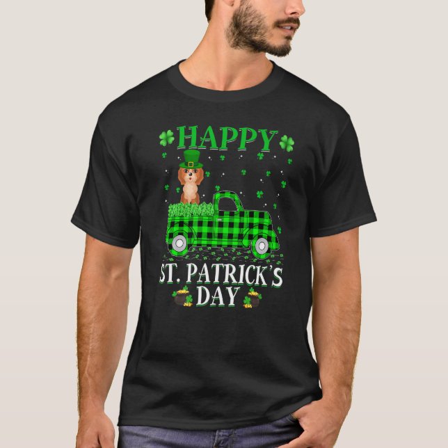 Buffalo Kariert Green Truck Cockapoo Dog St Patric T-Shirt (Vorderseite)