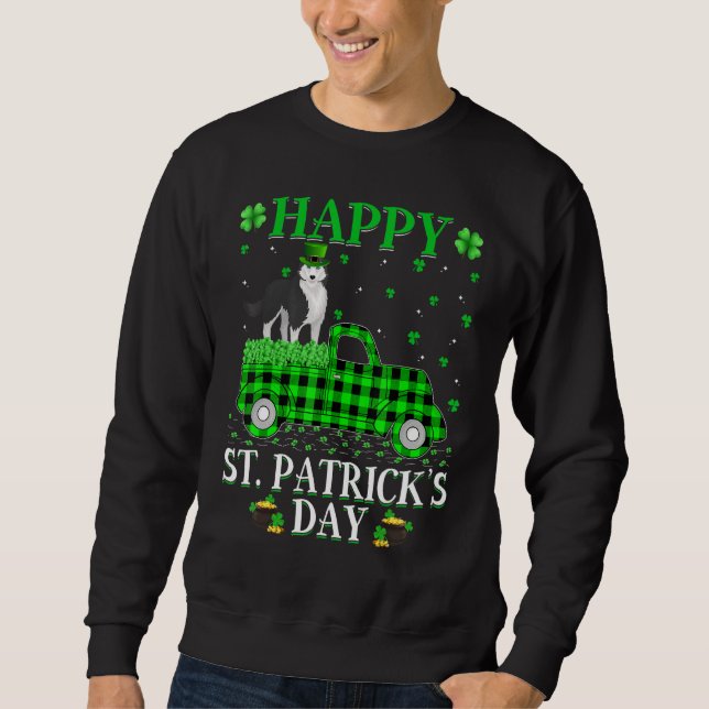 Buffalo Kariert Green Truck Siberischer Husky Dog  Sweatshirt (Vorderseite)