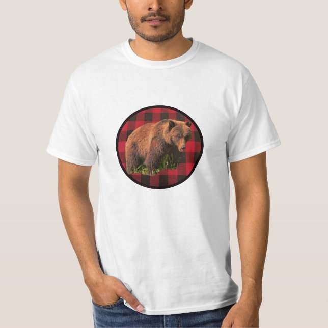 Buffalo Kariert Grizzly Bear T - Shirt (Vorderseite)