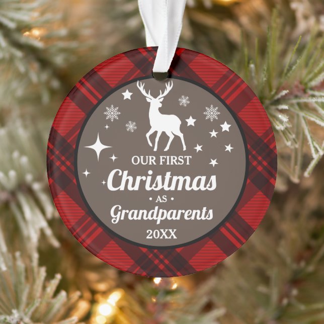 Buffalo Kariert Großeltern Erste Weihnachtsfeier Ornament (Baum)