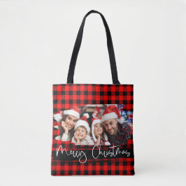 Buffalo Kariert Grunge Personalisiertes Foto Weihn Tasche