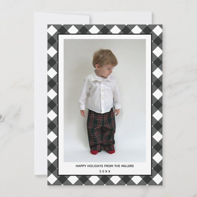 Buffalo Kariert Happy Holidays Card zu Weihnachten (Vorderseite)