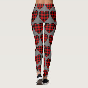 Buffalo Kariert Hearts Muster Trendrot Schwarz Leggings