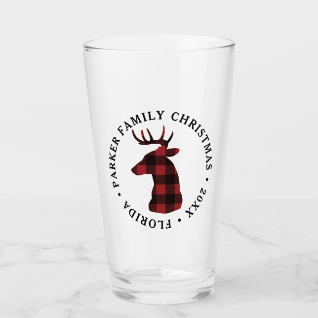 Buffalo Kariert Hirsch Weihnachtsglas Glas (Vorderseite)