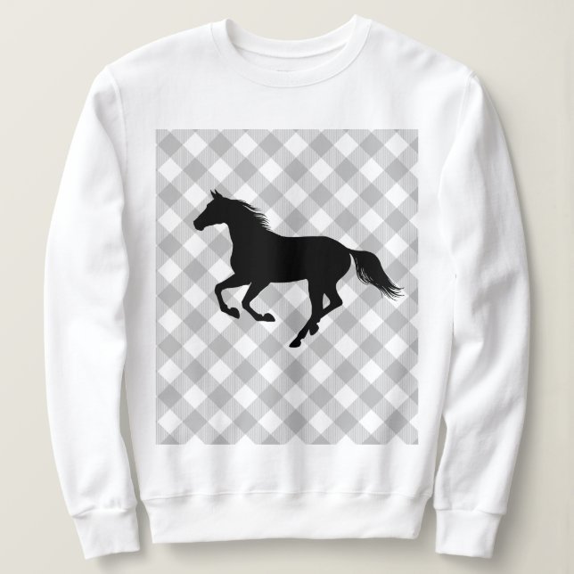 Buffalo Kariert Horse Lover (nicht so) Ugly Sweate Sweatshirt (Design vorne)