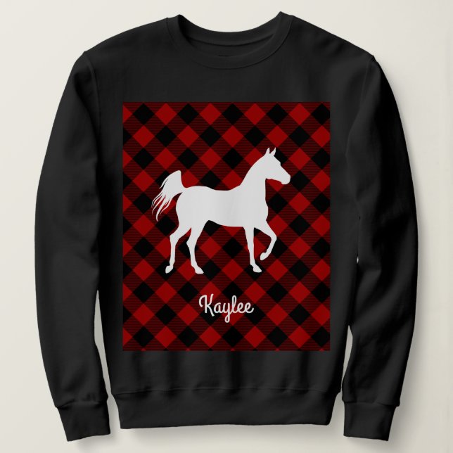 Buffalo Kariert Horse Lover (nicht so) Ugly Sweate Sweatshirt (Design vorne)
