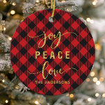Buffalo Kariert Joy Peace Liebe Monogram Christmas Keramik Ornament<br><div class="desc">Buffalo Kariert Joy Peace Liebe Monogram Christmas Keramik Ornament</div>