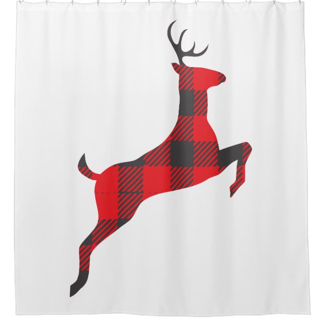 Buffalo Kariert Jumping Deer Christmas Duschvorhang (Vorderseite)