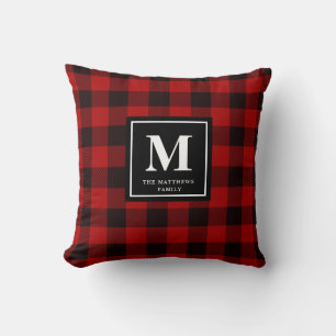Buffalo Kariert Karo Monogram - Schwarz Kissen