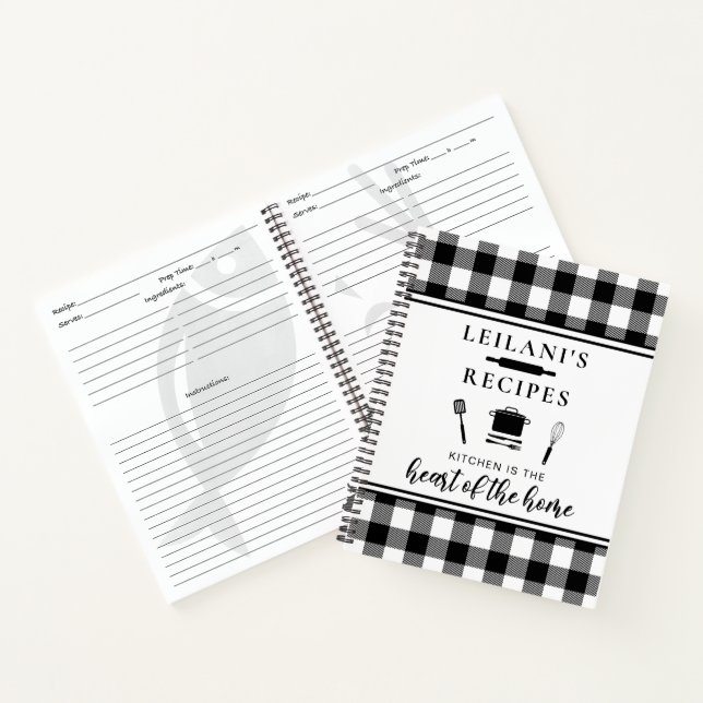 Buffalo Kariert Kitchen ist Herz Zuhause Weißes Re Notizbuch (Innenseite)