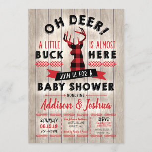 Buffalo Kariert kleine Buck Oh Deer Baby Dusche Einladung