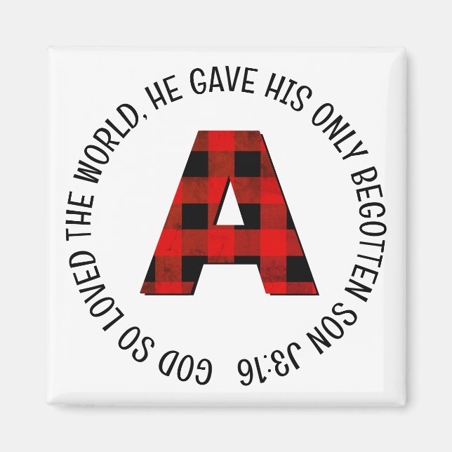 Buffalo Kariert Letter A Monogram Magnet (Vorne)