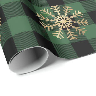 Buffalo Kariert Lomberjack Gold Snowflake Grüne Ca Geschenkpapier