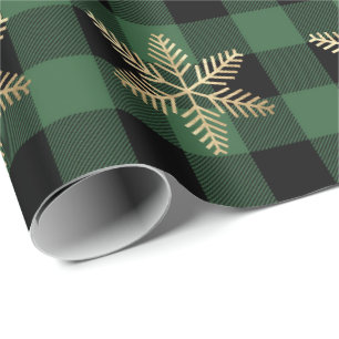 Buffalo Kariert Lomberjack Gold Snowflake Grüner R Geschenkpapier