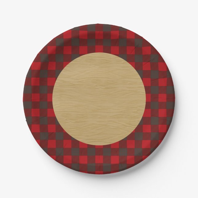 Buffalo Kariert Lumberjack Flannel Papier Teller (Vorderseite)