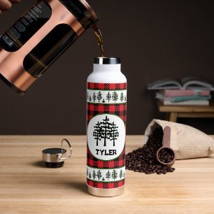 Buffalo Kariert mit Evergreen Border Trinkflasche