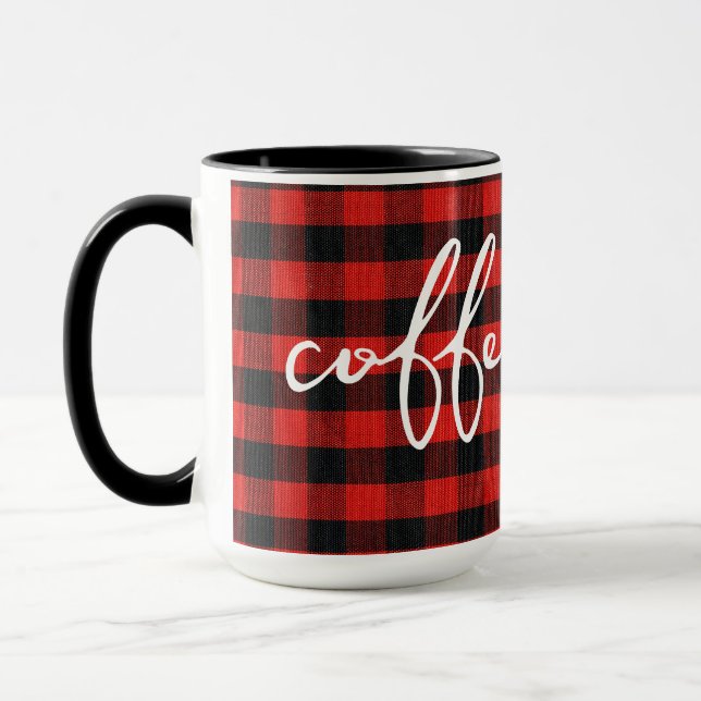 Buffalo Kariert mit Kaffeetext Tasse (Links)