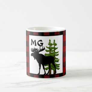 Buffalo Kariert mit Monogram und Elch Design Kaffeetasse