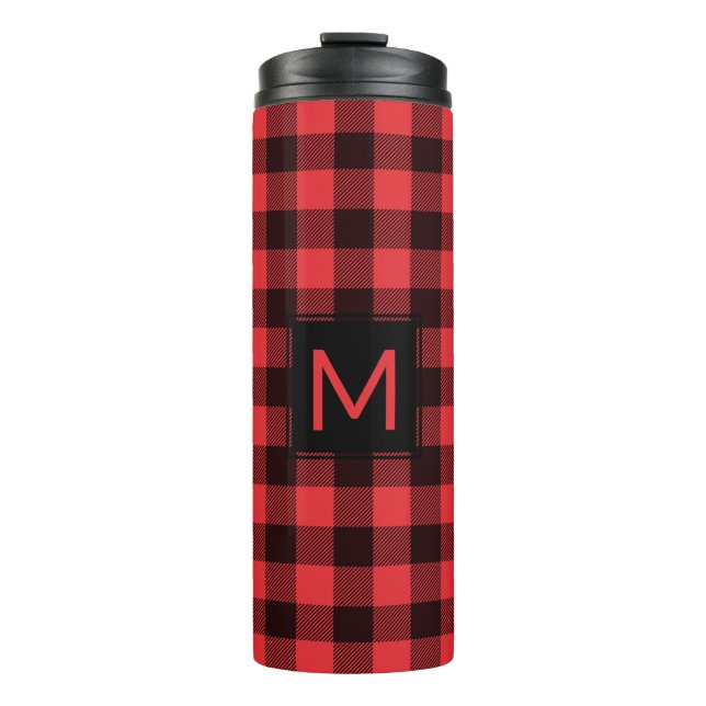 Buffalo Kariert mit Monogramm Thermosbecher (Vorderseite)