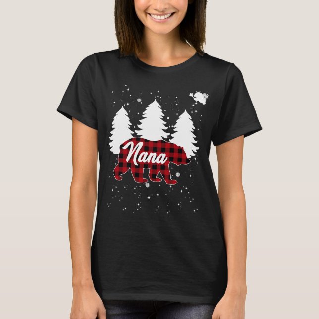 Buffalo Kariert Nana Bear Weihnachtsbaum Pajama Fa T-Shirt (Vorderseite)