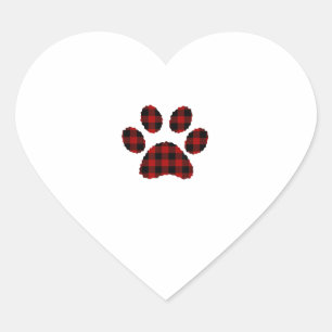 Buffalo Kariert Paw print Dog oder Cat Lovers Chri Herz-Aufkleber