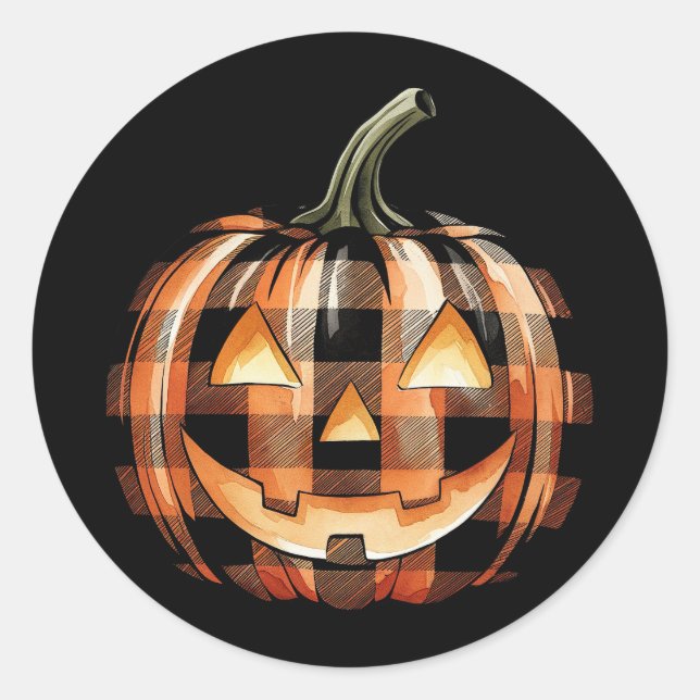 Buffalo Kariert Pumpkin Face Sticker (Vorderseite)