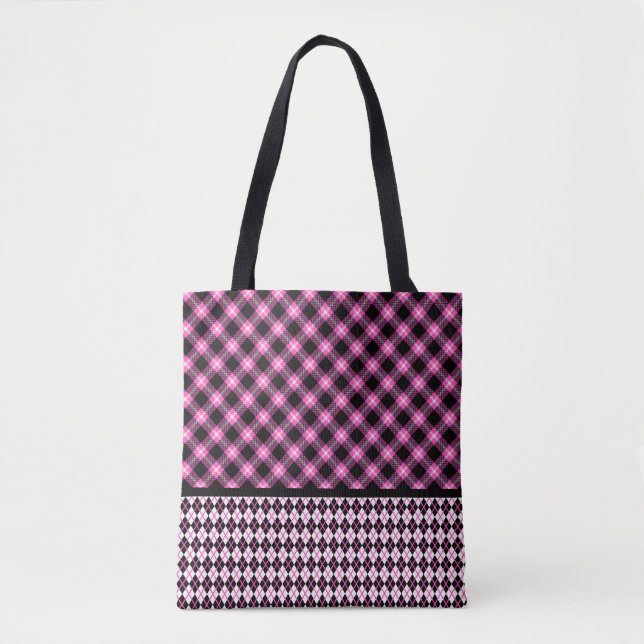Buffalo Kariert & Raute in Fuchsia & Black Tasche (Vorderseite)