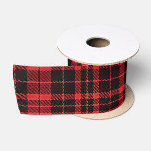 Buffalo Kariert Red and Black Satin Ribbon Satinband