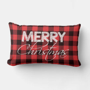 Buffalo Kariert Red Black Frohe Weihnachten Lendenkissen