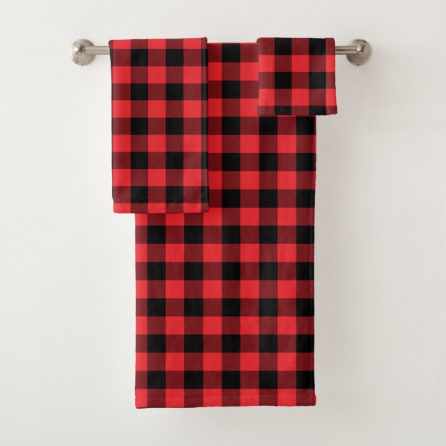 Buffalo Kariert Red Black Karo Badhandtuch Set (Insitu)