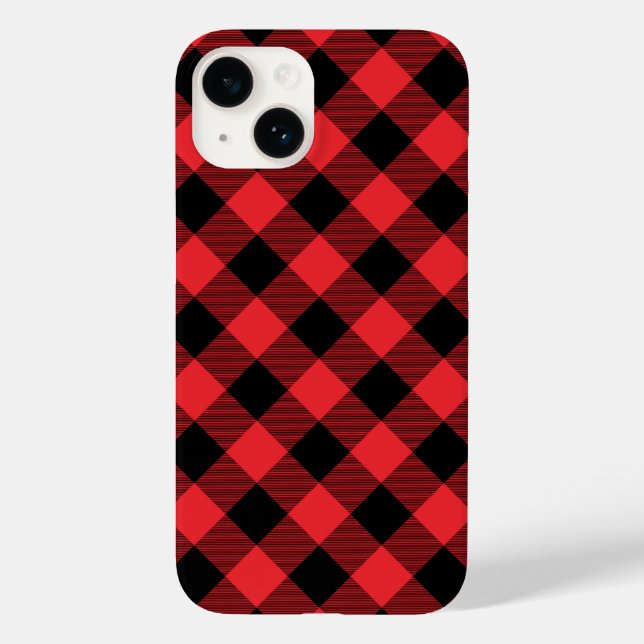 Buffalo Kariert Red Black Karo Case-Mate iPhone 14 Hülle (Rückseite)