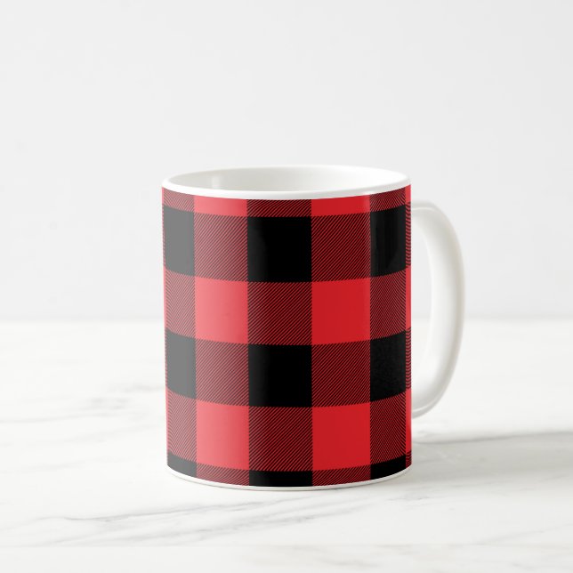 Buffalo Kariert Red Black Karo Kaffeetasse (VorderseiteRechts)