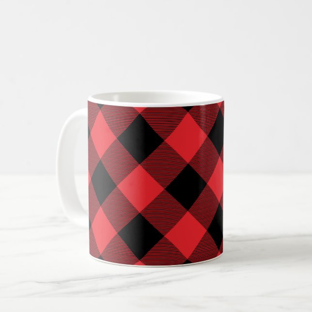 Buffalo Kariert Red Black Karo Kaffeetasse (Vorderseite Links)