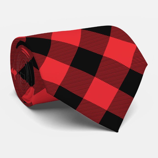 Buffalo Kariert Red Black Karo Krawatte (Gerollt)