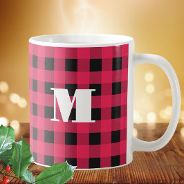 Buffalo Kariert Red Black Karo Monogram Christmas Kaffeetasse