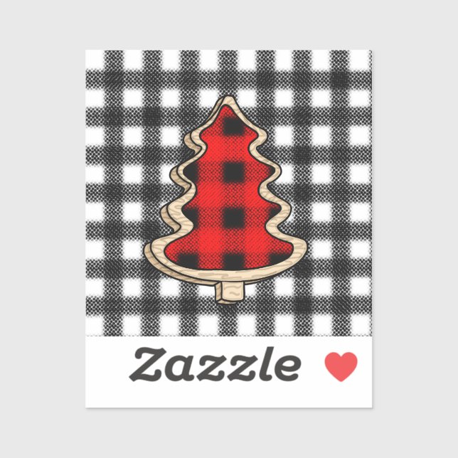 Buffalo Kariert, Red Gingham Weihnachtsbaumen Aufkleber (Blatt)