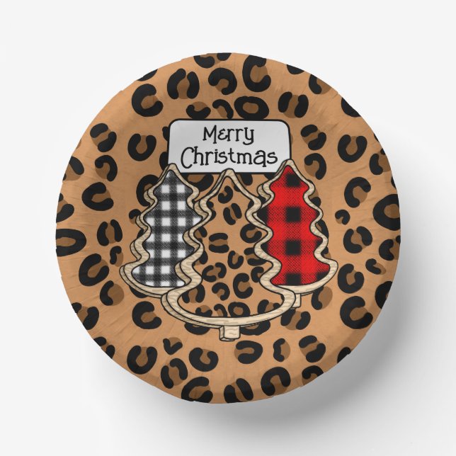 Buffalo Kariert, Red Gingham Weihnachtsbaumen Pappteller (Vorderseite)