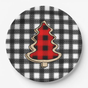 Buffalo Kariert, Red Gingham Weihnachtsbaumen Pappteller