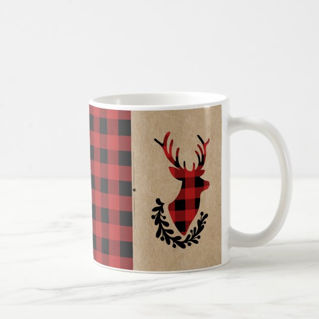 Buffalo Kariert Red Rustic Stag Kaffeetasse (Rechts)