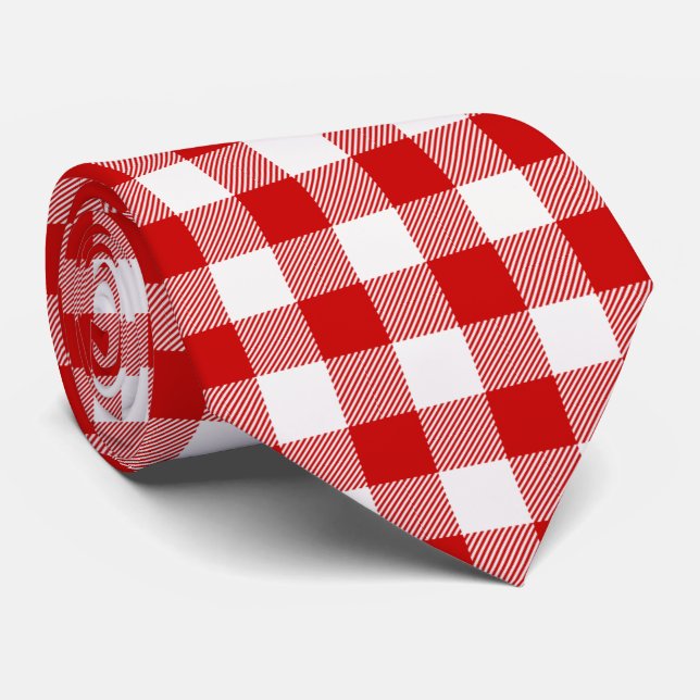 Buffalo Kariert Red White Krawatte (Gerollt)