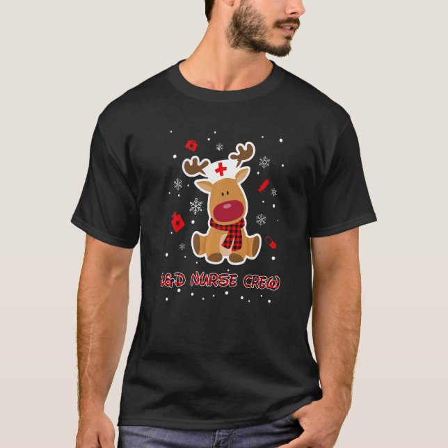 Buffalo Kariert Reindeer L&d Crew Pflege Xmas T-Shirt (Vorderseite)
